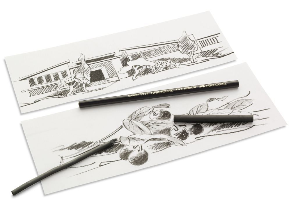 Cutie 12 buc carbune natural pitt monochrome 5-8mm faber-castell [2]