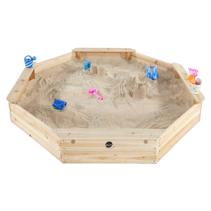 Cutie hexagonala din lemn pentru nisip Giant 150x150 cm, cu bancute si prelata [1]