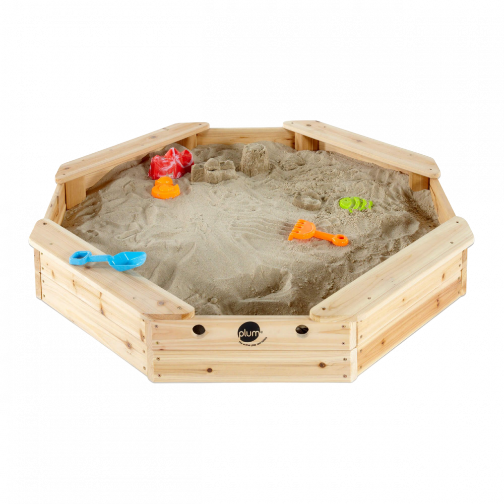 Cutie hexagonala din lemn pentru nisip Treasure Beach 104x104 cm, cu prelata [1]