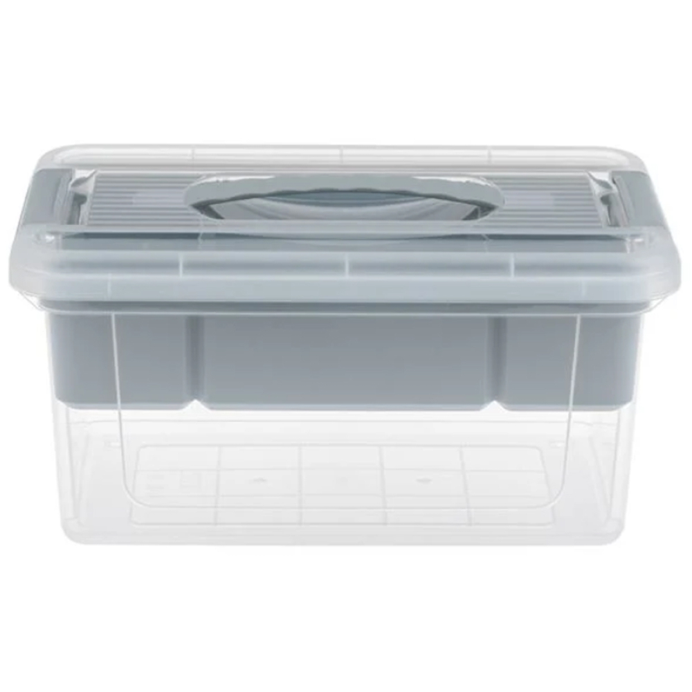 Cutie Organizator cu Raft Compartimentat Gri & Capac Transparent 29x19x14cm - 5L [5]