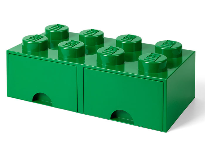 Cutie depozitare LEGO 2x4 cu sertare, verde [1]