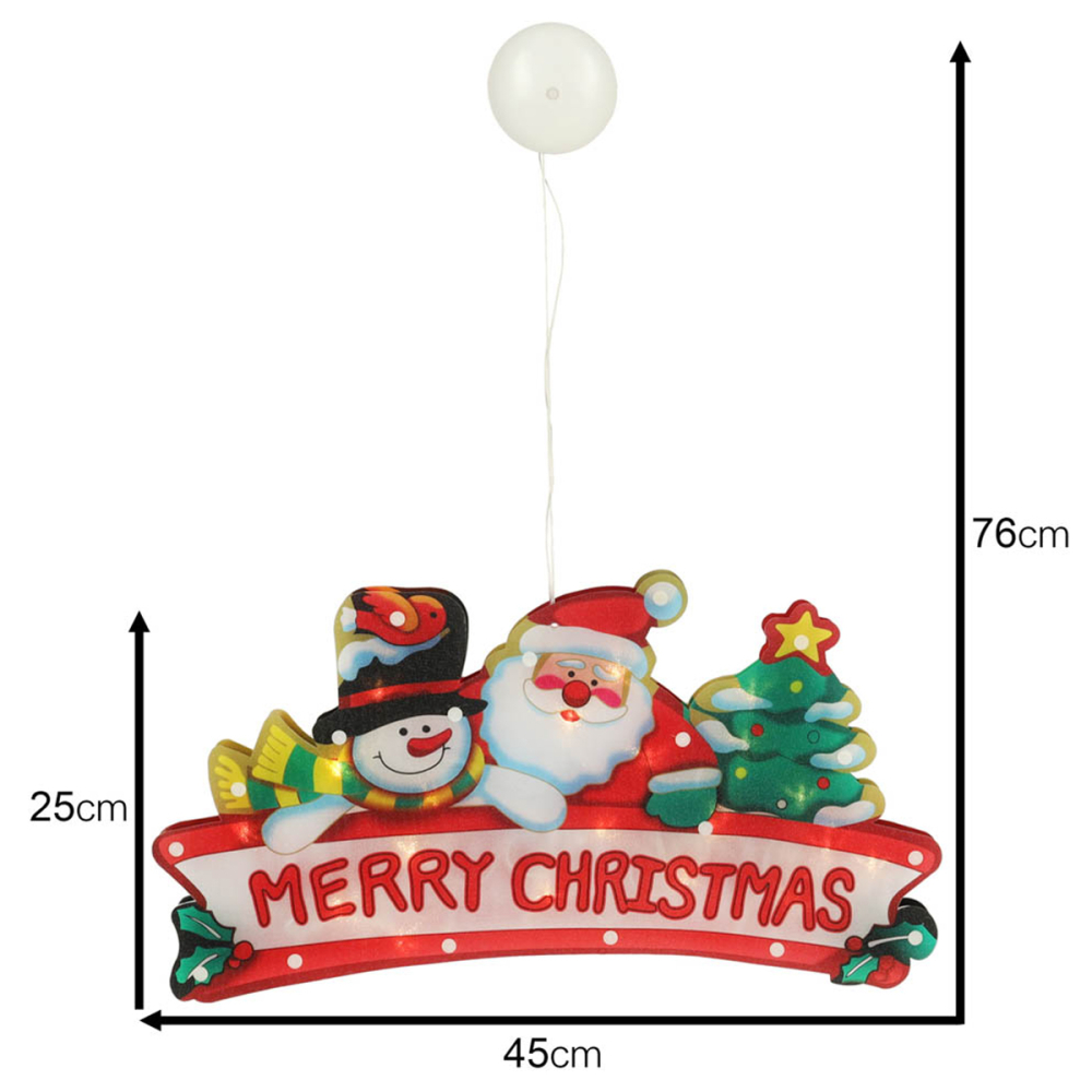 Decoratiune Luminoasa LED Merry Christmas Mos Craciun cu Ventuza 45cm [5]