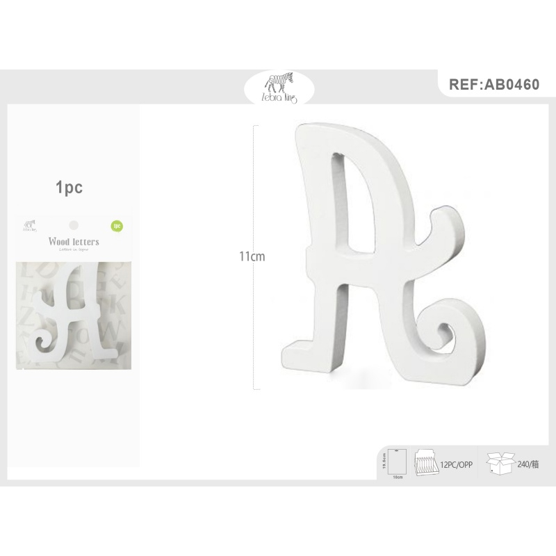 Decoratiuni petrecere Zebra litera A, 11cm, lemn, autoadeziva, JAB0460 [3]