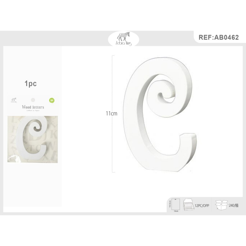 Decoratiuni petrecere Zebra litera C, 11cm, lemn, autoadeziva, JAB0462 [3]