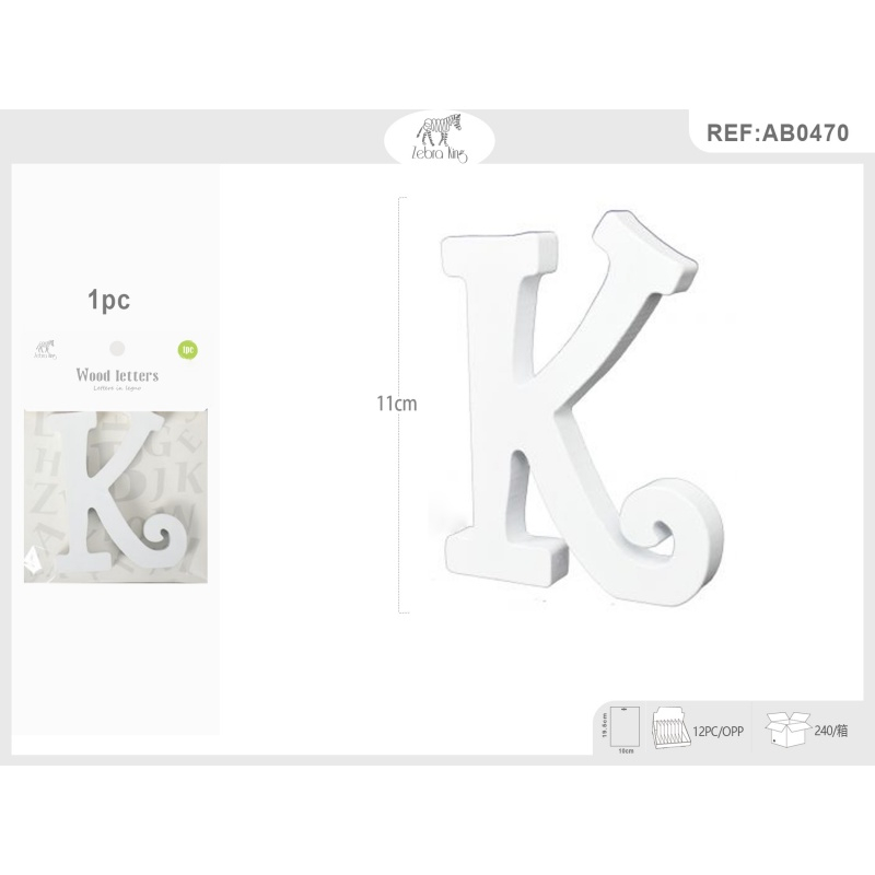 Decoratiuni petrecere Zebra litera K, 11cm, lemn, autoadeziva, JAB0470 [3]