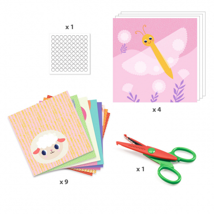 Set creativ Decupaje cu foarfeca cu taietura ondulata, Djeco, varsta 3 - 6 ani, Baiat, Fata [5]