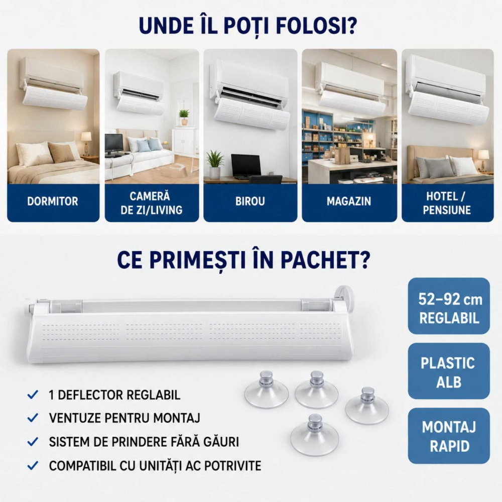 Deflector Aer Conditionat, Reglabil, Extensibil, 52 - 92 cm [7]
