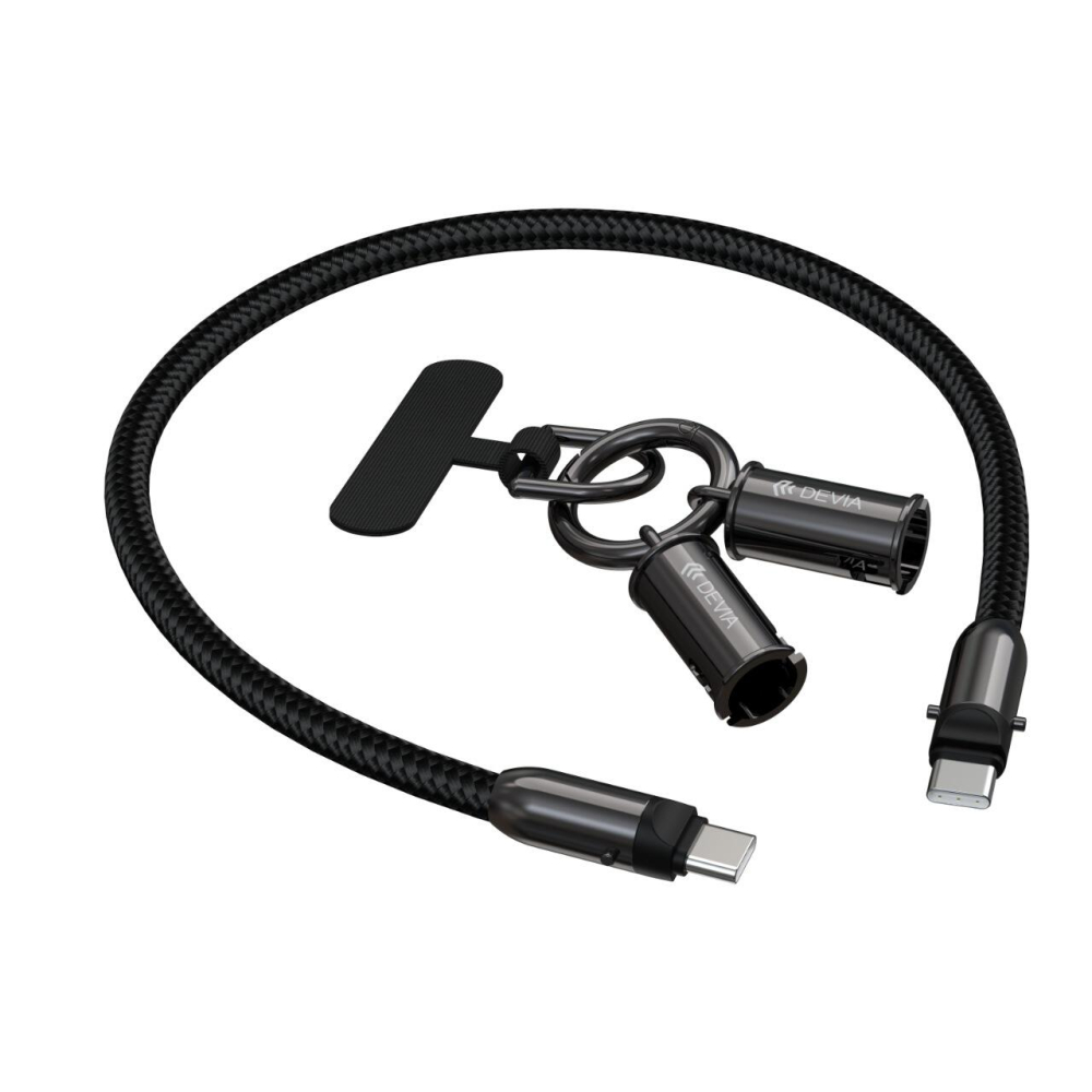 Devia Cablu Extreme Speed Woven Type-C la Type-C Fast Charge PD 60W, cu snur 0.3m, Negru [2]