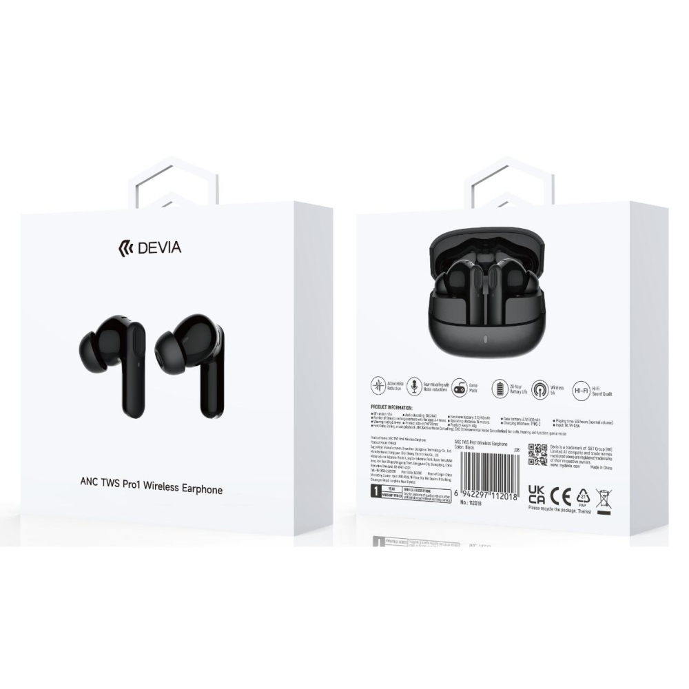 Devia Casti True Wireless ANC TWS Pro1 Bluetooth 5.4 Negru [4]