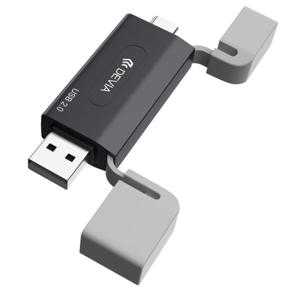 Devia Cititor Card 2in1 Leopard Series USB si Type-C, 2.0, SD/TF, Negru [5]
