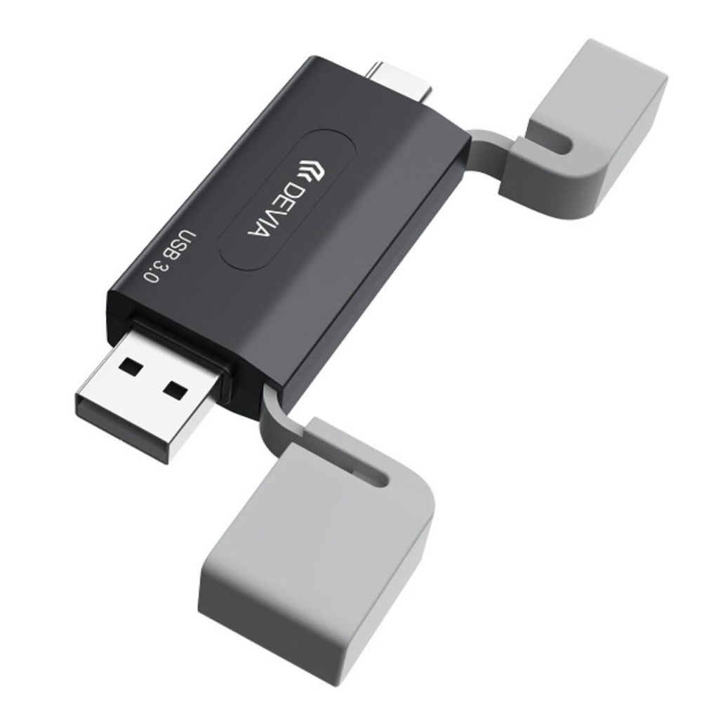 Devia Cititor Card 2in1 Leopard Series USB si Type-C, High-Speed 3.0, SD/TF, Negru [6]