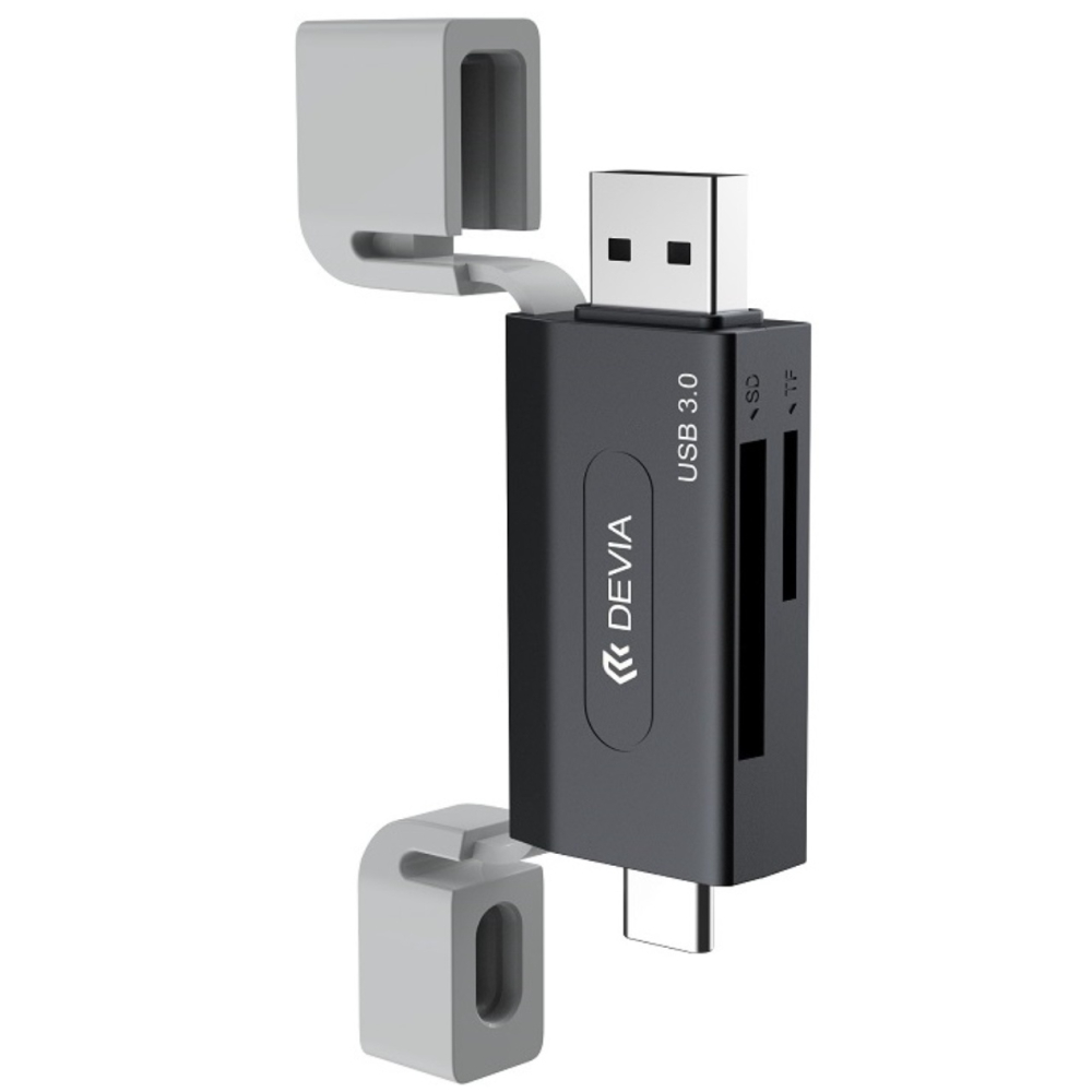 Devia Cititor Card 2in1 Leopard Series USB si Type-C, High-Speed 3.0, SD/TF, Negru [8]