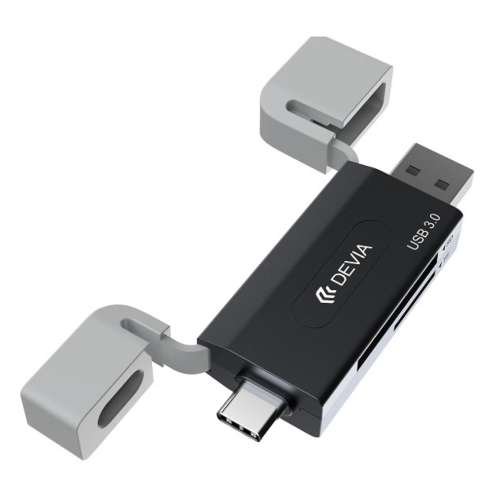Devia Cititor Card 2in1 Leopard Series USB si Type-C, High-Speed 3.0, SD/TF, Negru [5]