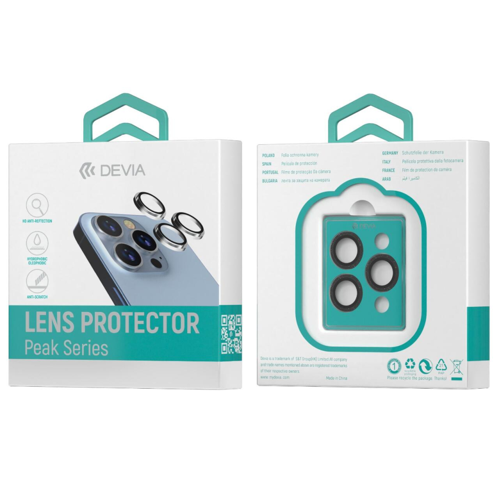 Devia Folie Sticla Camera Peak Series Diamond iPhone 15 Pro / 15 Pro Max pachet de 3 buc Gri [2]