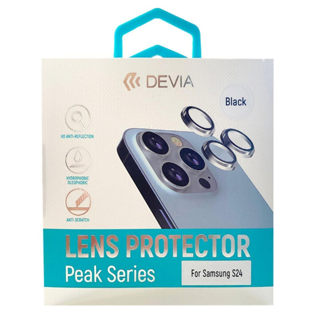 Devia Folie Sticla Camera Peak Series Samsung Galaxy S24,pachet de 3 buc,Negru [4]