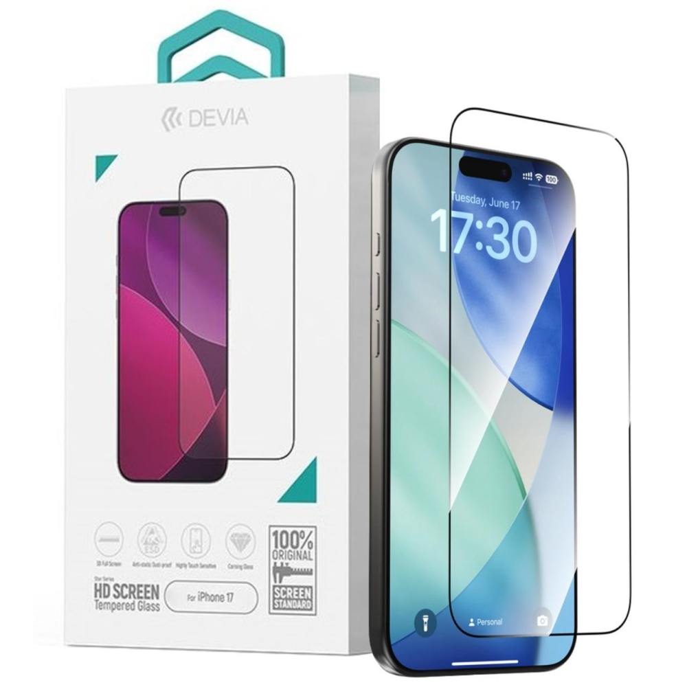 Devia Folie Sticla Star Series Full Screen HD iPhone 17 Negru [6]