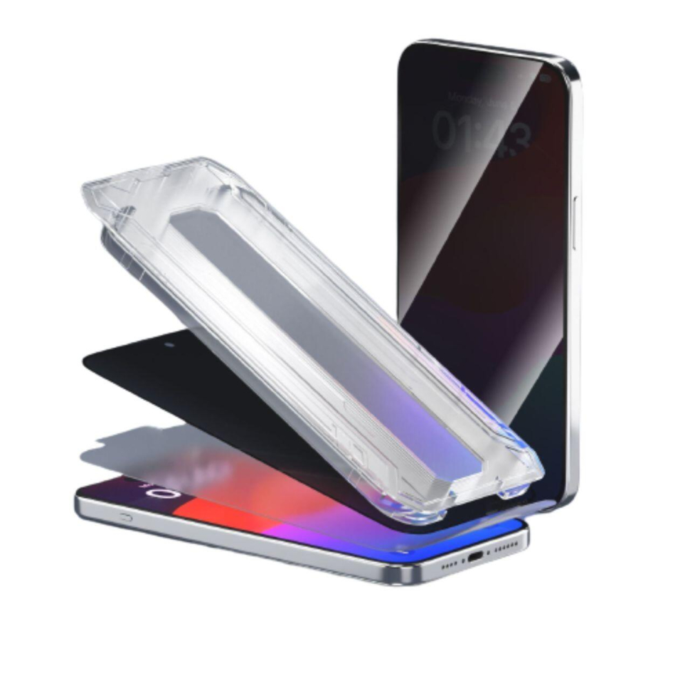 Devia Folie Sticla Van Series Full Privacy iPhone 15, cu kit montare Negru [2]