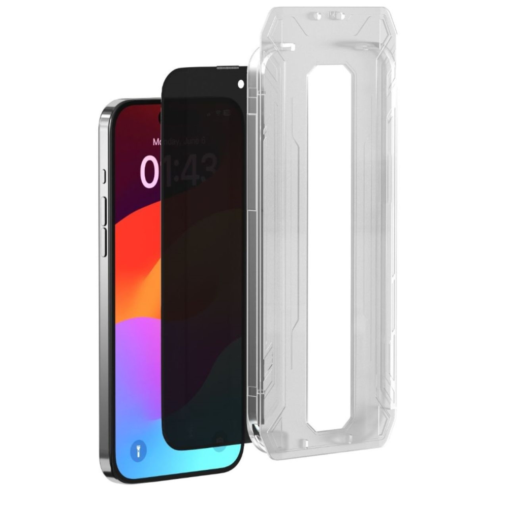 Devia Folie Sticla Van Series Full Privacy iPhone 15 Plus, cu kit montare Negru [5]