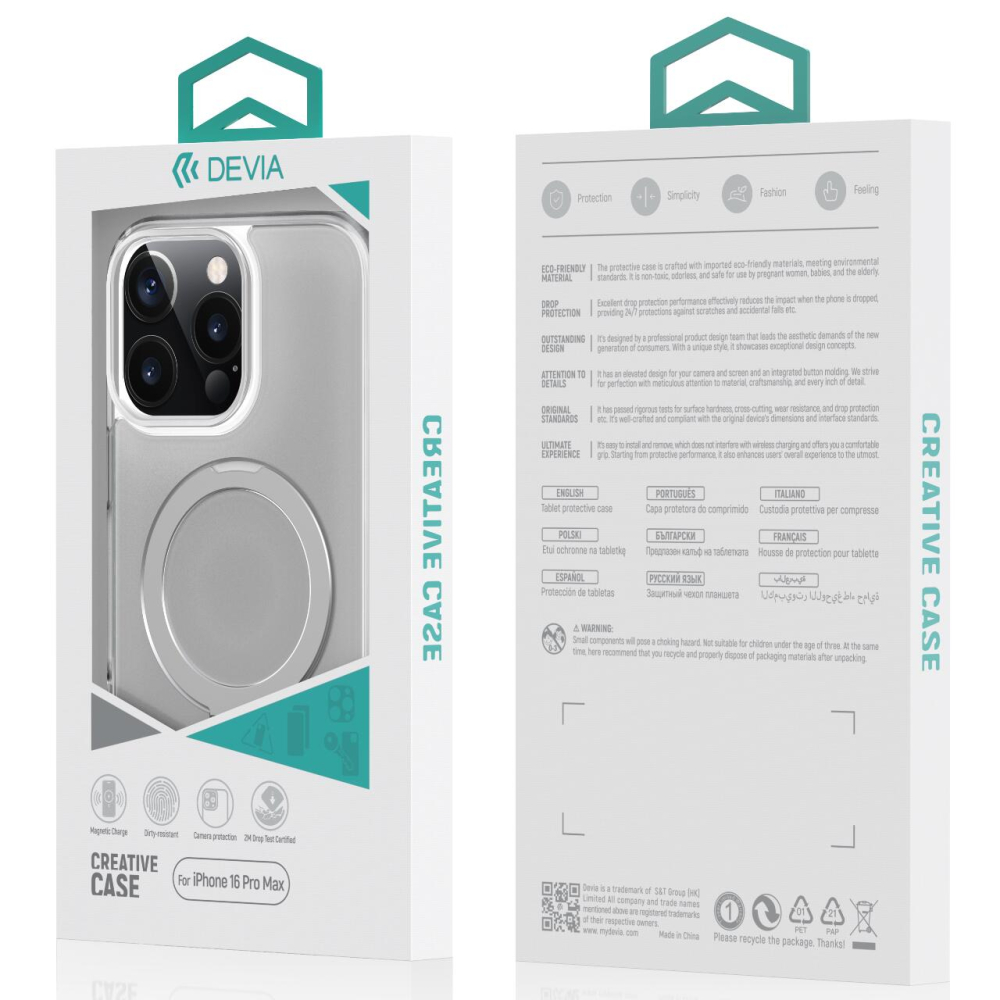 Devia Husa Clean Series Magnetic Shockproof iPhone 16 Pro Max cu suport Transparent [8]
