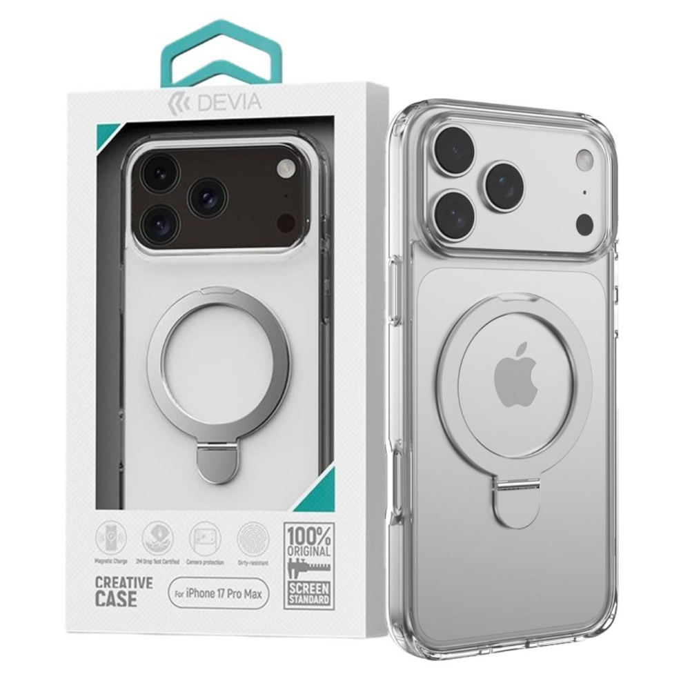Devia Husa Clean Series Magnetic Shockproof iPhone 17 Pro Max Transparent, cu suport [7]