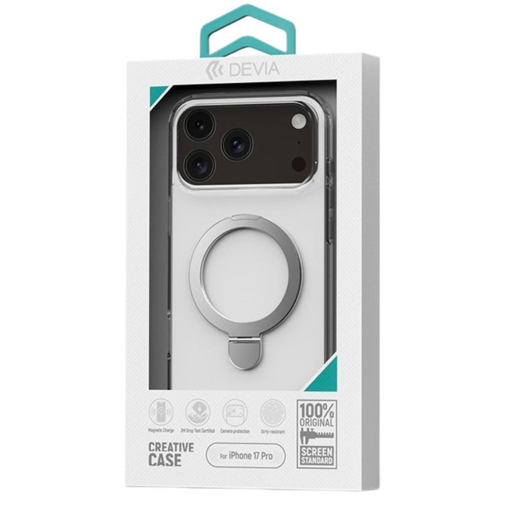 Devia Husa Clean Series Magnetic Shockproof iPhone 17 Pro Transparent, cu suport [6]
