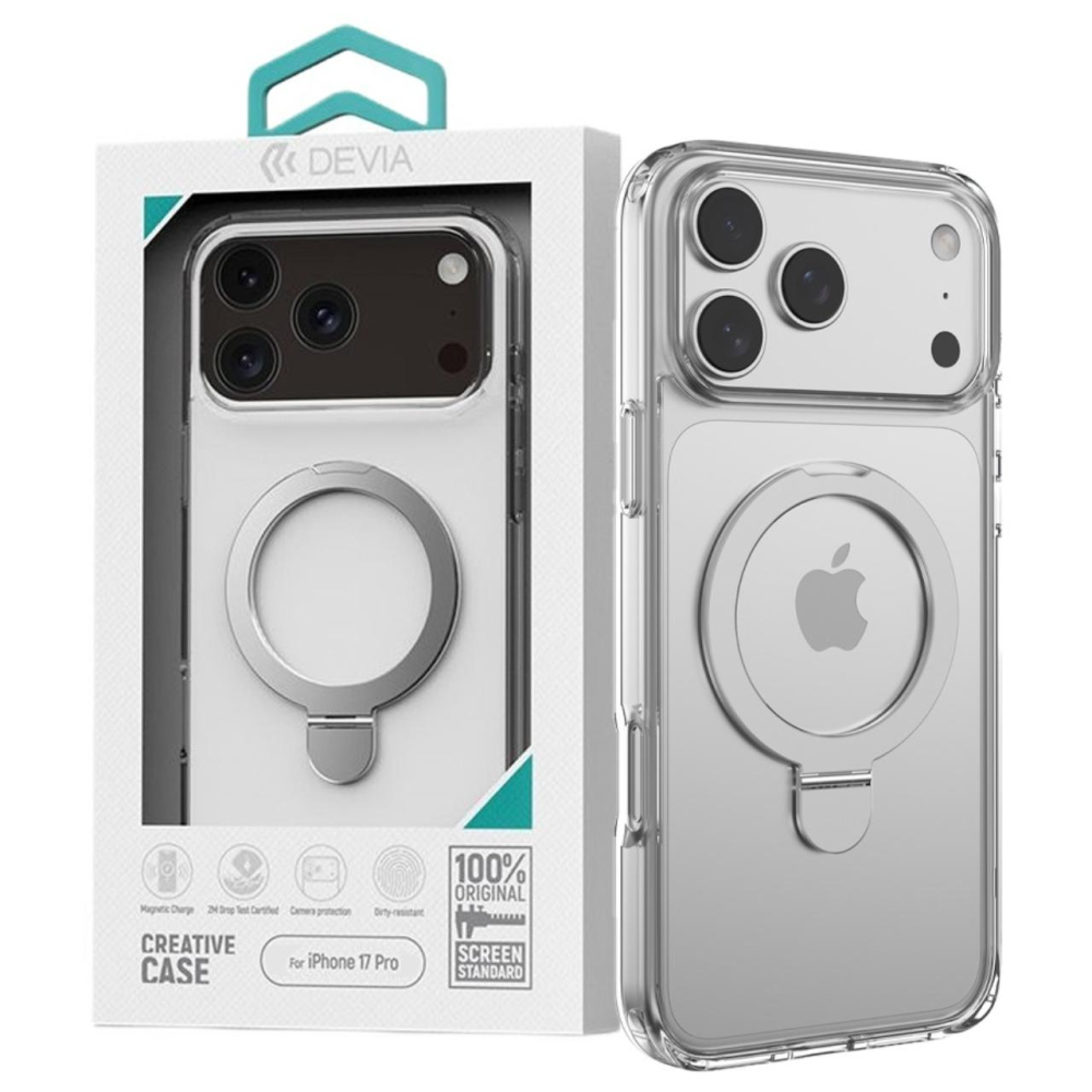 Devia Husa Clean Series Magnetic Shockproof iPhone 17 Pro Transparent, cu suport [7]