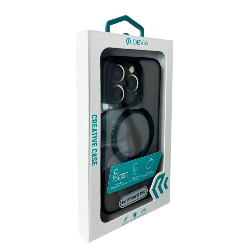 Devia Husa Delight Series Magnetic iPhone 15 Pro cu suport Negru [6]