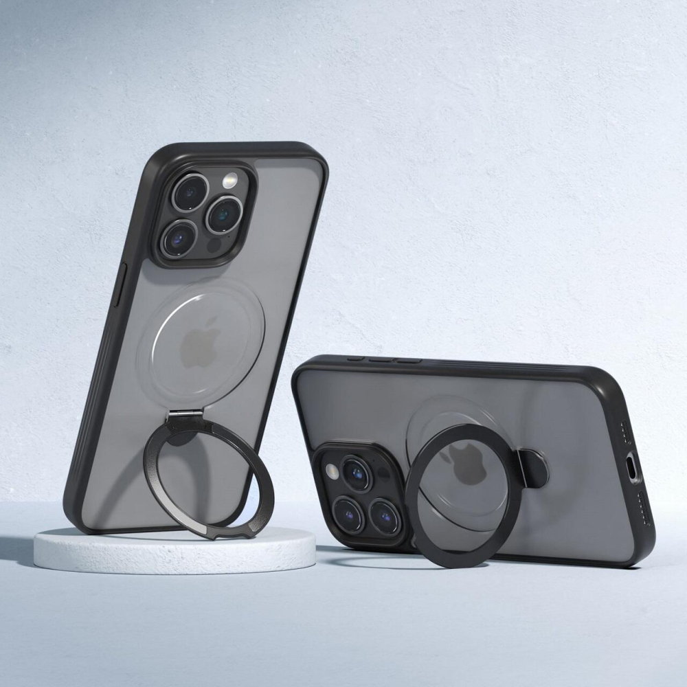 Devia Husa Delight Series Magnetic iPhone 15 Pro cu suport Negru [5]