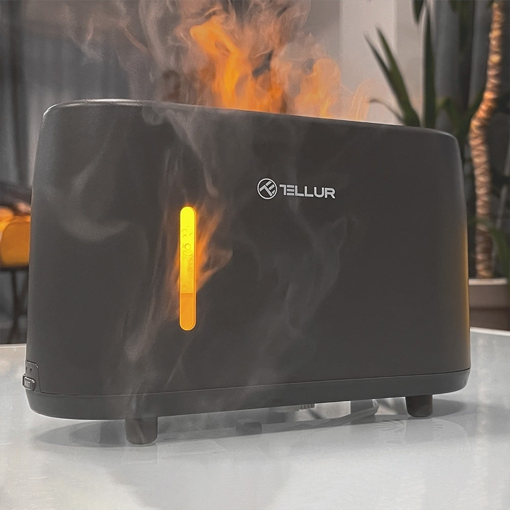 Difuzor aromaterapie Flame Tellur, 240ml, 12 ore, telecomandă, gri [2]