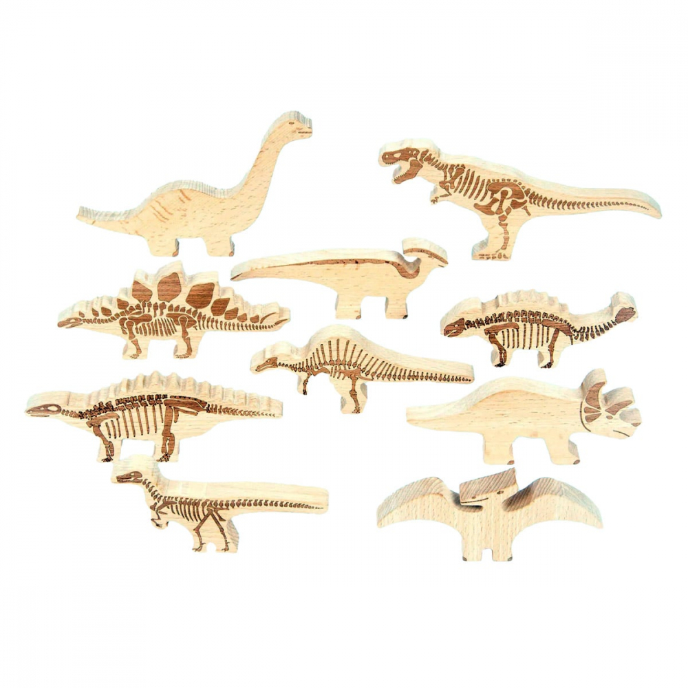 Dinozauri din lemn, 10 piese, TickiT, 1-7 ani [1]