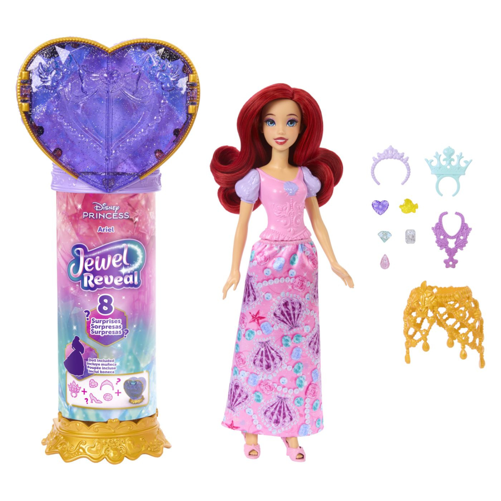 Disney princess jewel reveal papusa ariel copii varsta 3 ani - 7 ani [4]