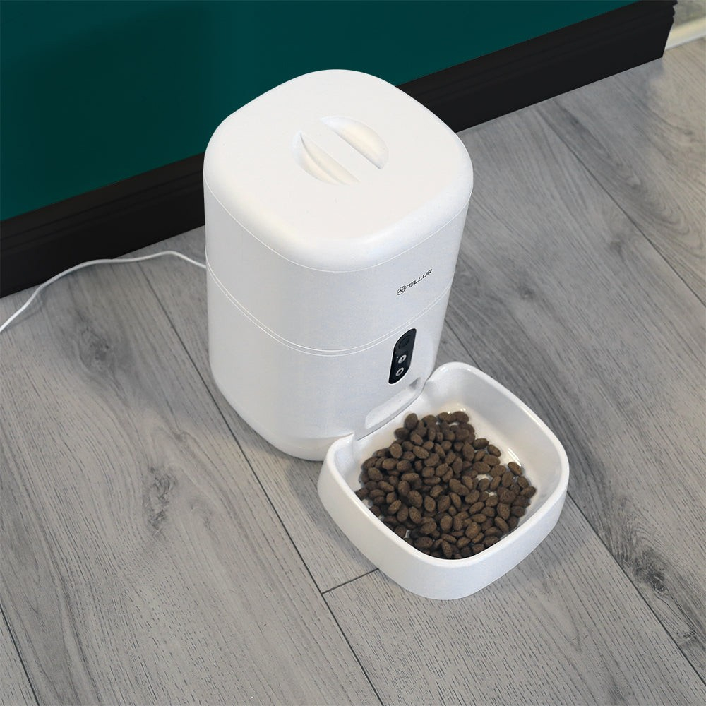 Dispenser hrană animale WiFi Tellur Smart, Cameră UltraHD, 4L, Alb [7]