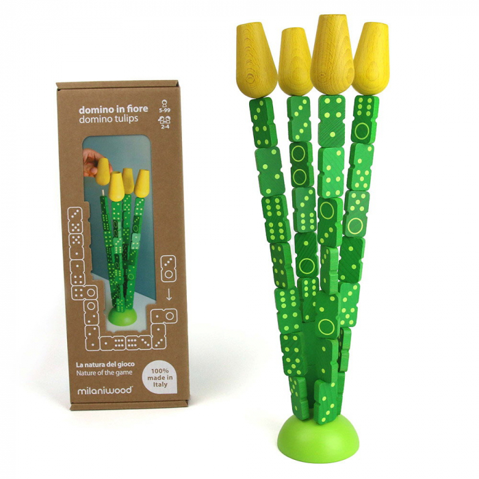Domino Tulips, cu piese stivuibile din lemn, Milaniwood, 5+ ani [1]