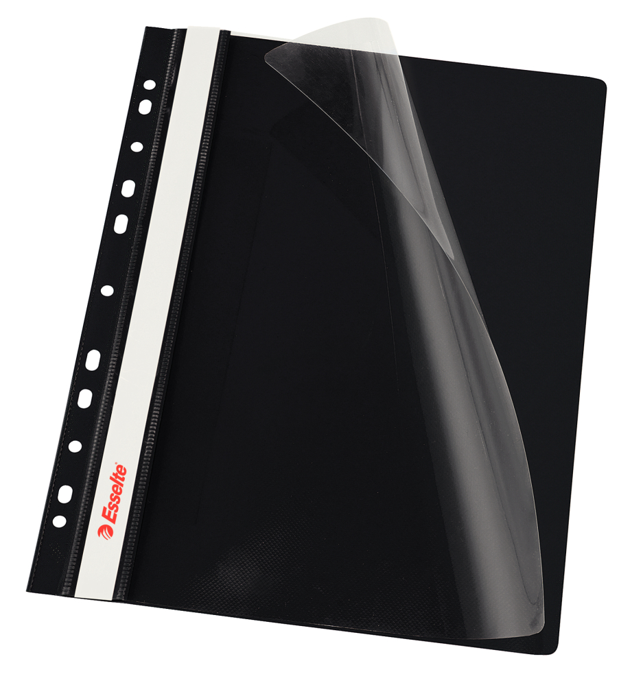 Dosar plastic cu sina si multiperforatii negru 10/set esselte [2]