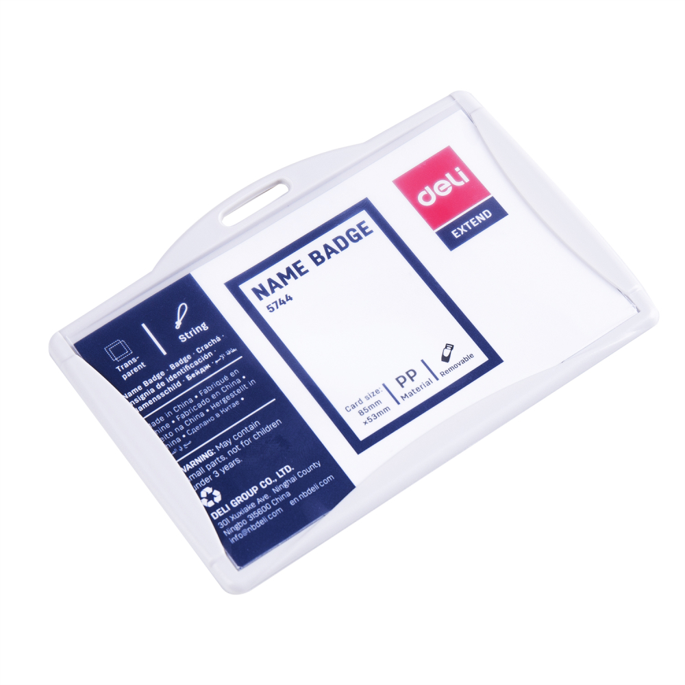 Ecuson orizontal rigid 85*53mm cu clips si snur textil deli [5]