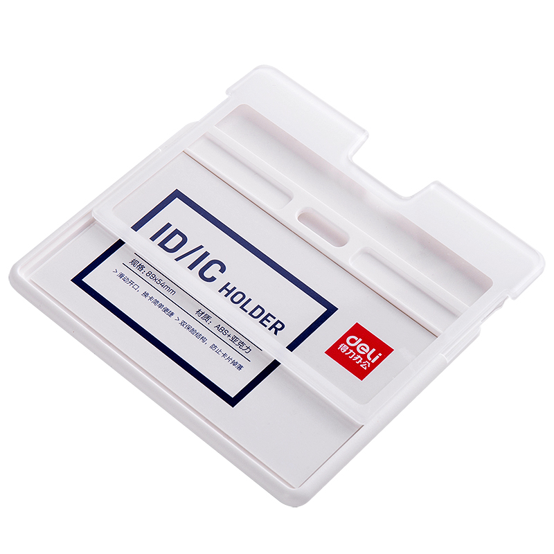 Ecuson orizontal rigid pentru carduri 89*54mm rama alba deschidere laterala deli [3]