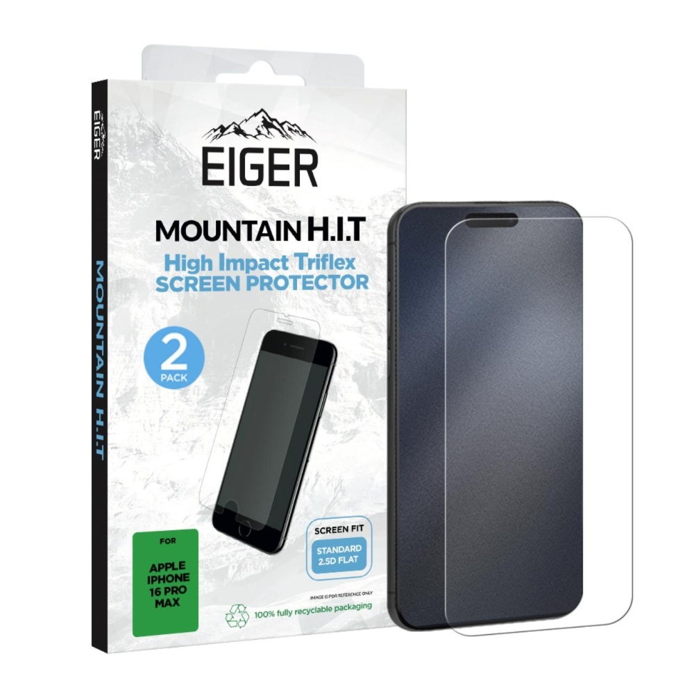 Eiger Folie Clear Triflex H.I.T iPhone 16 Pro Max Clear pachet de 2 buc [4]