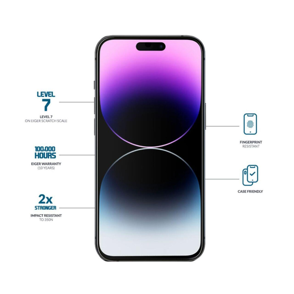 Eiger Folie Sticla 3D Mountain Glass GRS iPhone 15 Pro Clear [2]