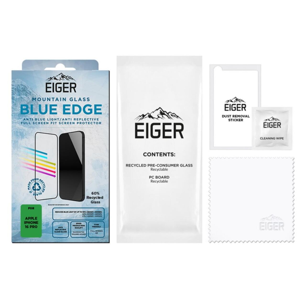 Eiger Folie Sticla Anti-Blue Light Edge GRS Mountain Blue iPhone 17 / iPhone 17 Pro / 16 Pro [4]