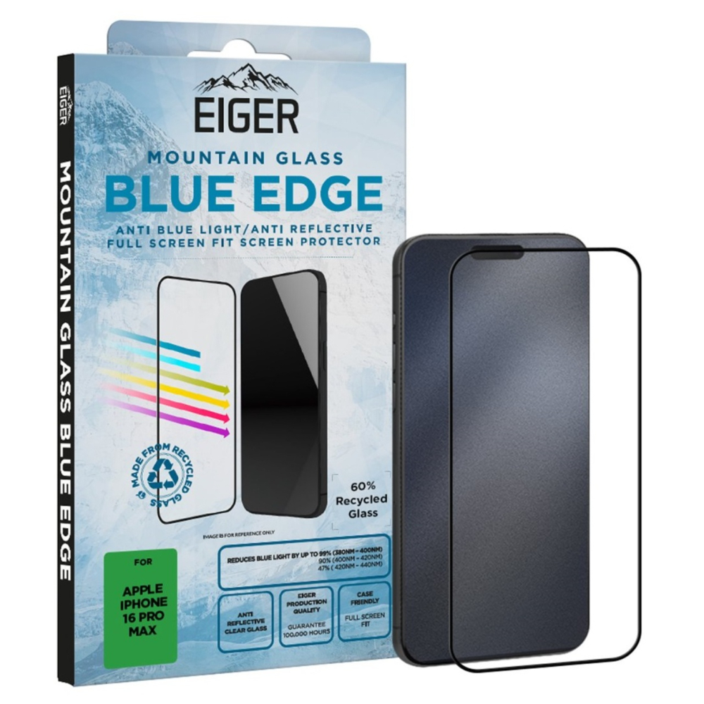 Eiger Folie Sticla Anti-Blue Light Edge GRS Mountain Blue iPhone 17 Pro Max / 16 Pro Max  [5]