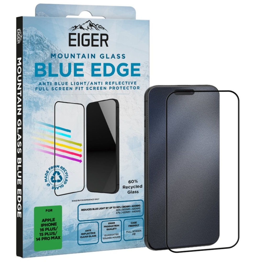 Eiger Folie Sticla Anti-Blue Light Mountain Blue Edge GRS iPhone 16 Plus / 15 Plus / 14 Pro Max [5]
