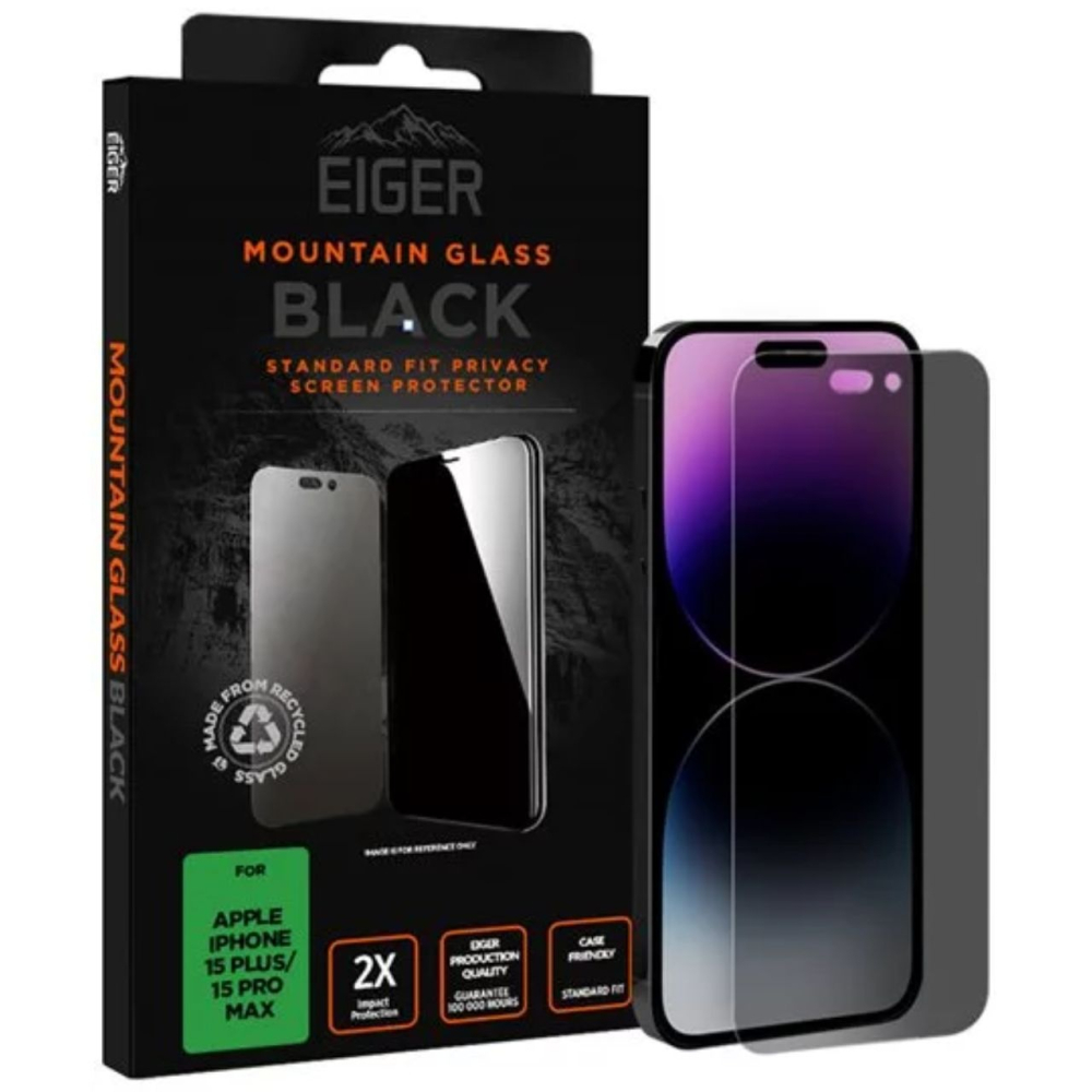 Eiger Folie Sticla Mountain Glass Privacy GRS iPhone 15 Plus / 15 Pro Max Negru [4]