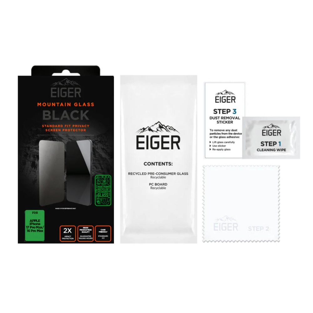 Eiger Folie Sticla Mountain Glass Privacy GRS iPhone 17 Pro Max / 16 Pro Max Black [3]