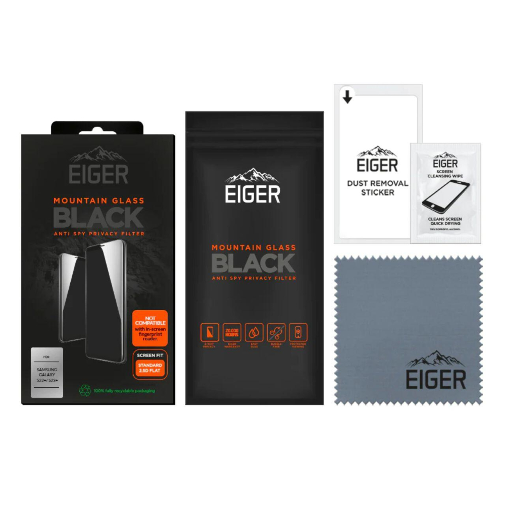 Eiger Folie Sticla Mountain Glass Privacy Samsung Galaxy S23 Plus Black [2]