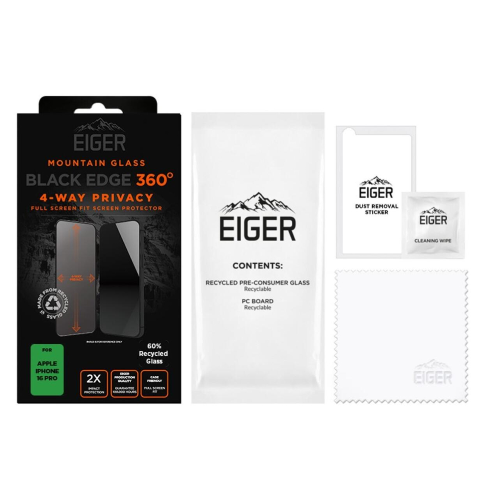 Eiger Folie Sticla Privacy Mountain Black Edge 360 GRS iPhone 16 Pro [4]