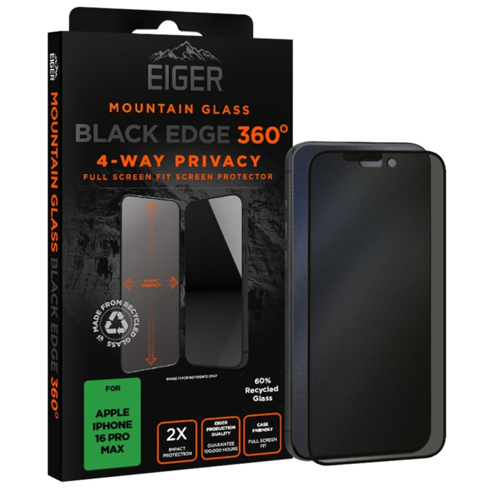 Eiger Folie Sticla Privacy Mountain Black Edge 360 GRS iPhone 16 Pro Max [5]