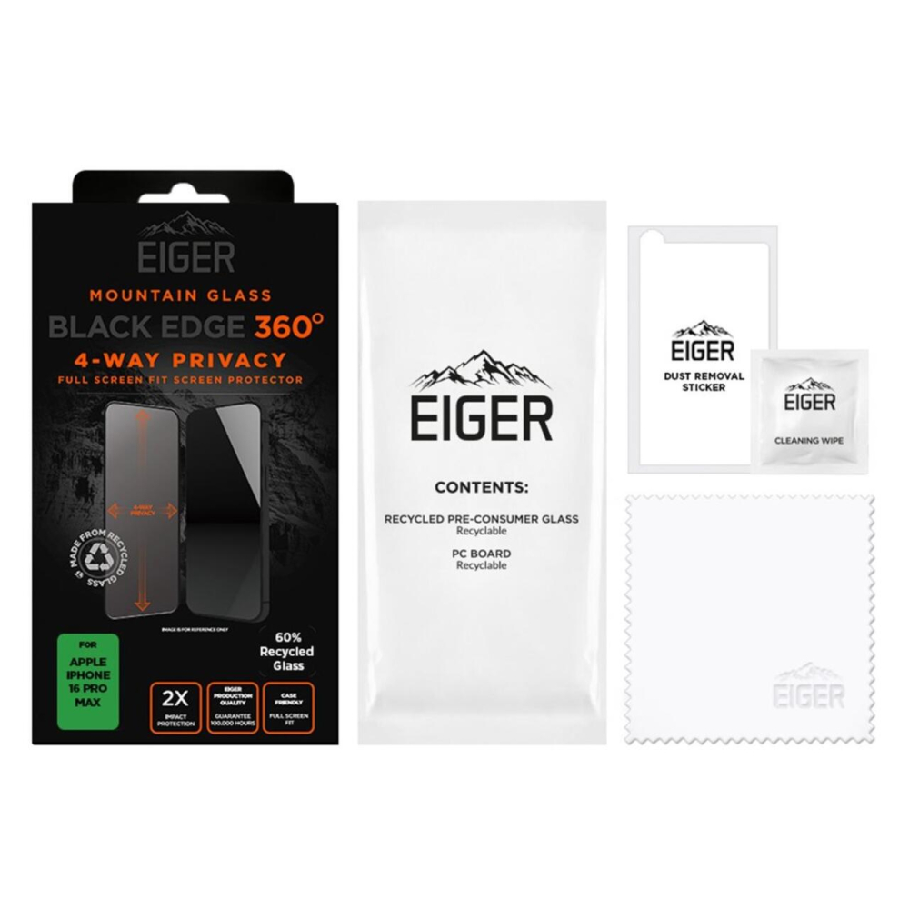 Eiger Folie Sticla Privacy Mountain Black Edge 360 GRS iPhone 16 Pro Max [3]