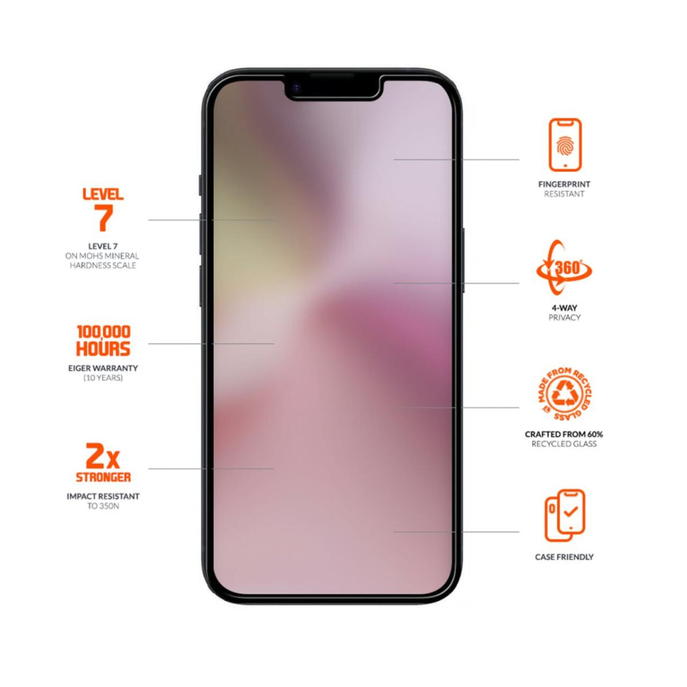 Eiger Folie Sticla Privacy Mountain Black Edge 360 GRS iPhone 17e /iPhone 16e / iPhone 14 / iPhone 13 / iPhone 13 Pro [4]