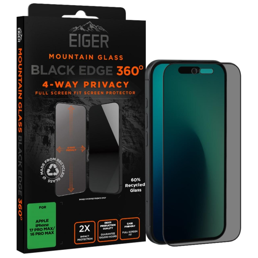 Eiger Folie Sticla Privacy Mountain Edge 360 GRS iPhone 17 Pro Max / 16 Pro Max Black [4]