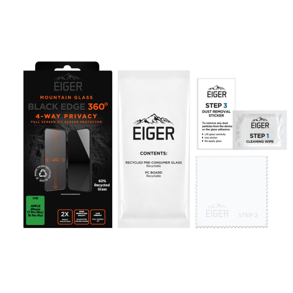 Eiger Folie Sticla Privacy Mountain Edge 360 GRS iPhone 17 Pro Max / 16 Pro Max Black [3]